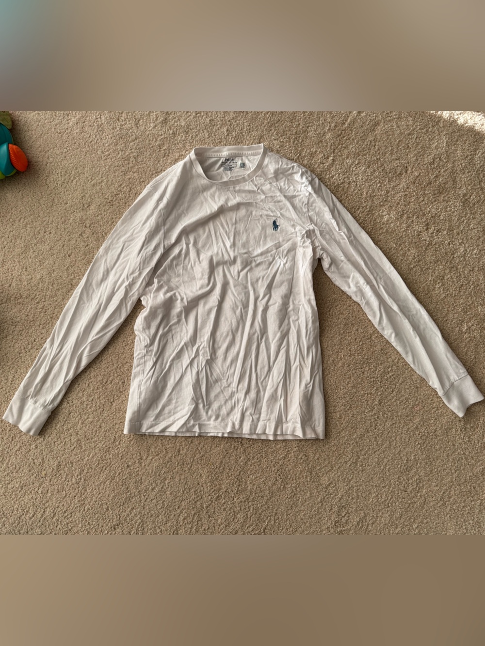 Polo by Ralph Lauren White Long-Sleeve with Blue Logo